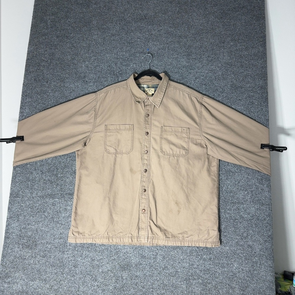Blue Mountain Canvas Shirt Jacket Mens XL Tan Lined Workwear Shacket